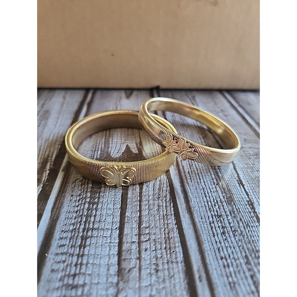 Vintage Gold Tone Stretch Bracelets 2 Count